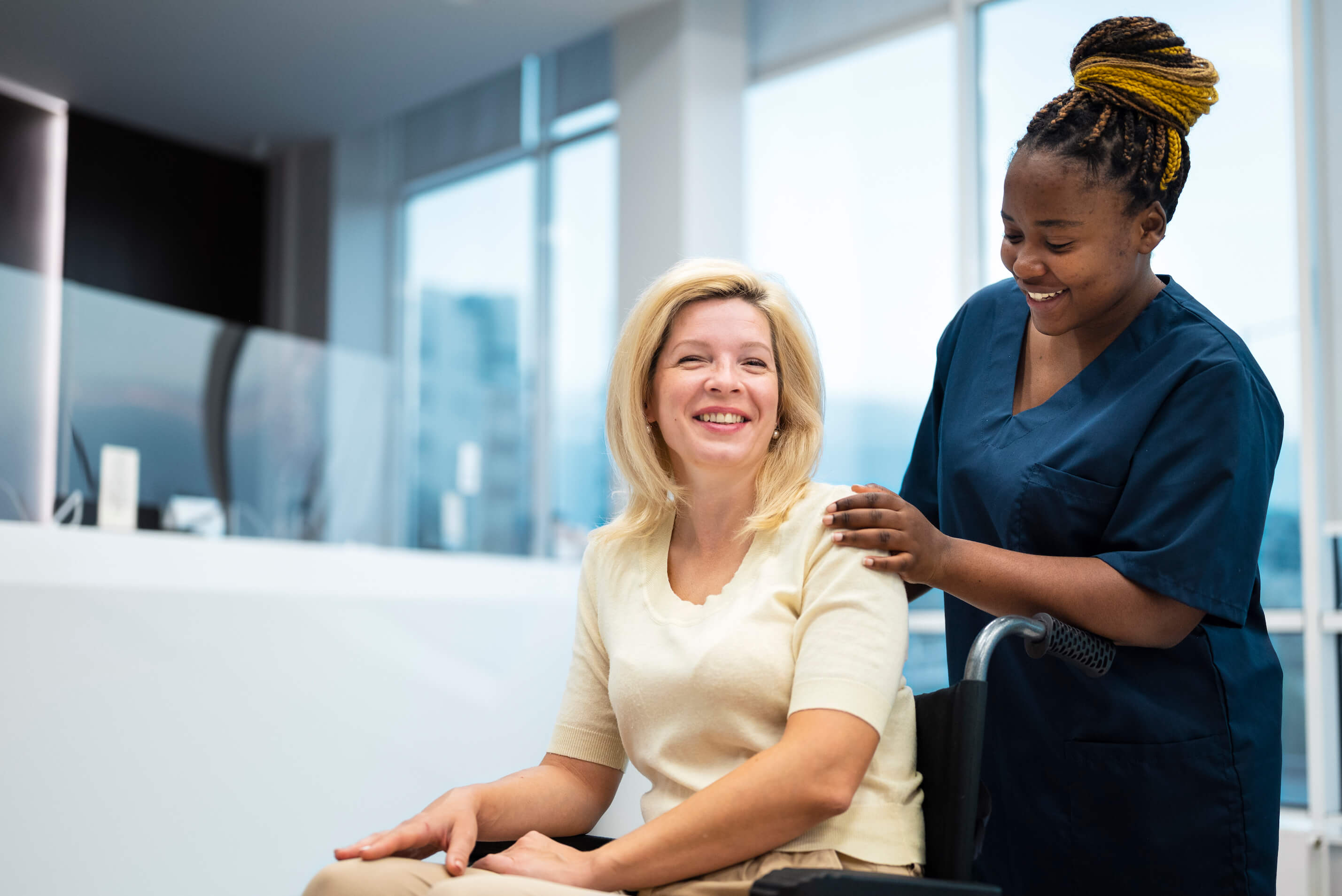 Caregiver assisting an elderly person